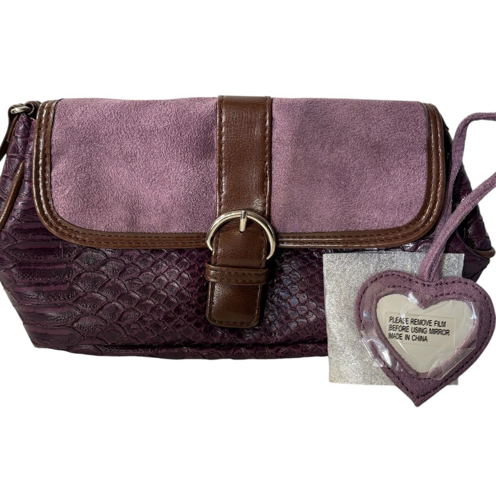 Elizabeth Arden Purse Clutch Wristlet Bag Snakeskin Print Purple Plum NWOT